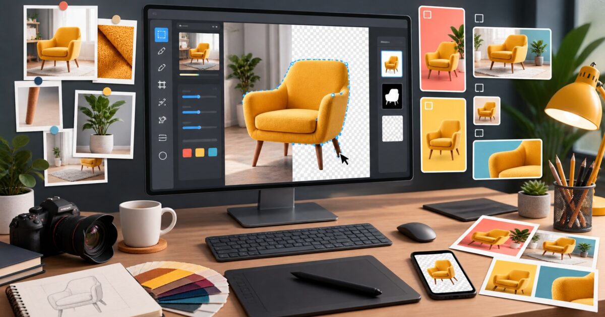 Image editing workflow with region tools references and resizing