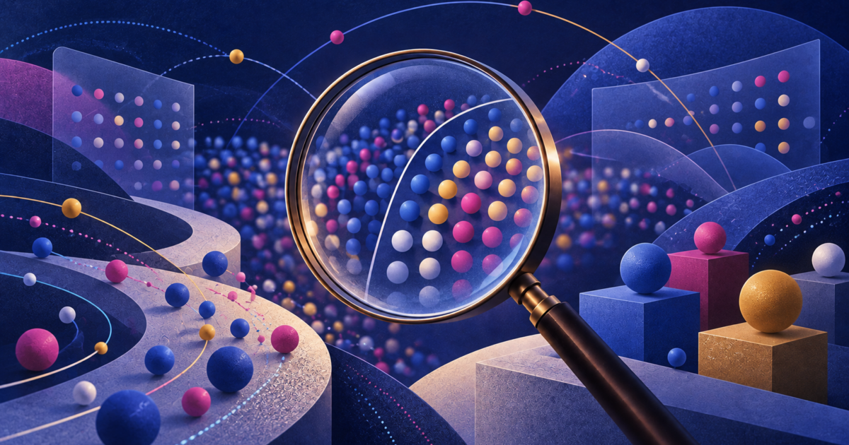 Abstract analytical lens examining civic audience research sample signals