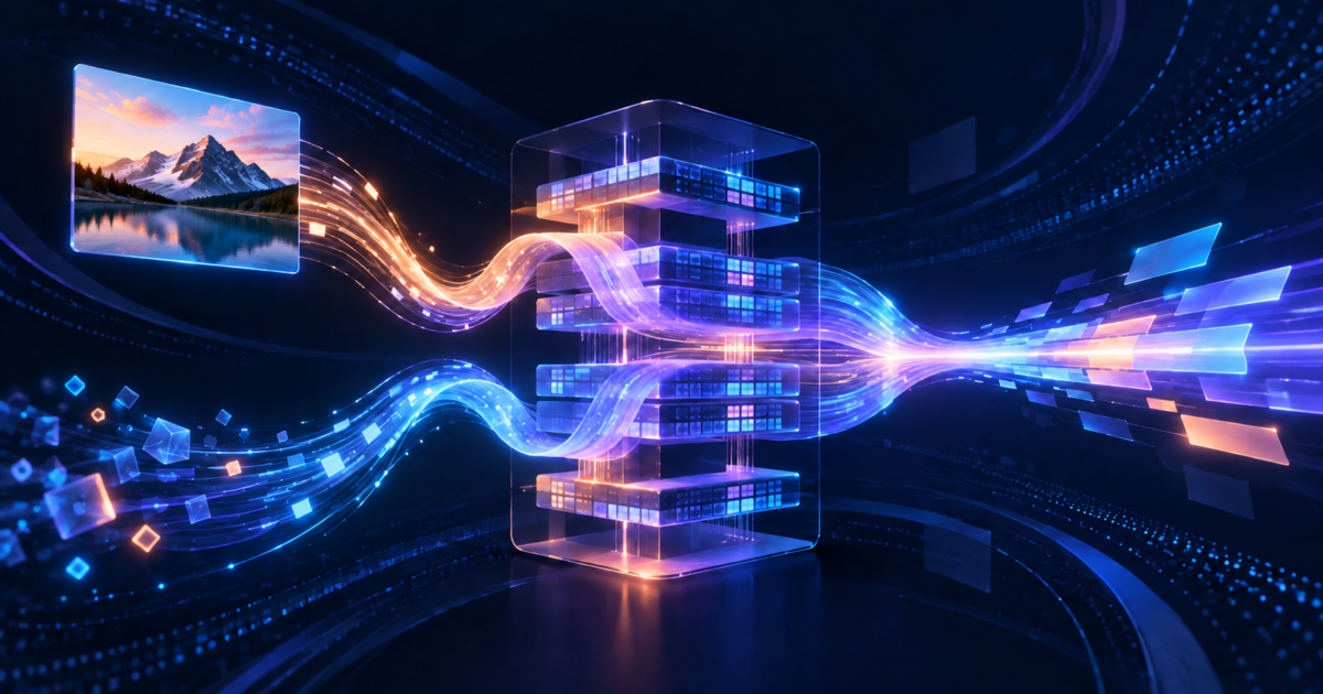 Abstract illustration of DeepSeek V4.1-Flash API routing and multimodal architecture