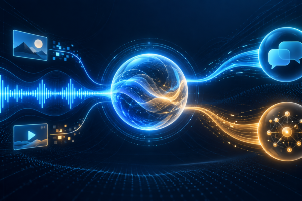 Abstract real-time multimodal API session with audio waveform and separate reasoning paths