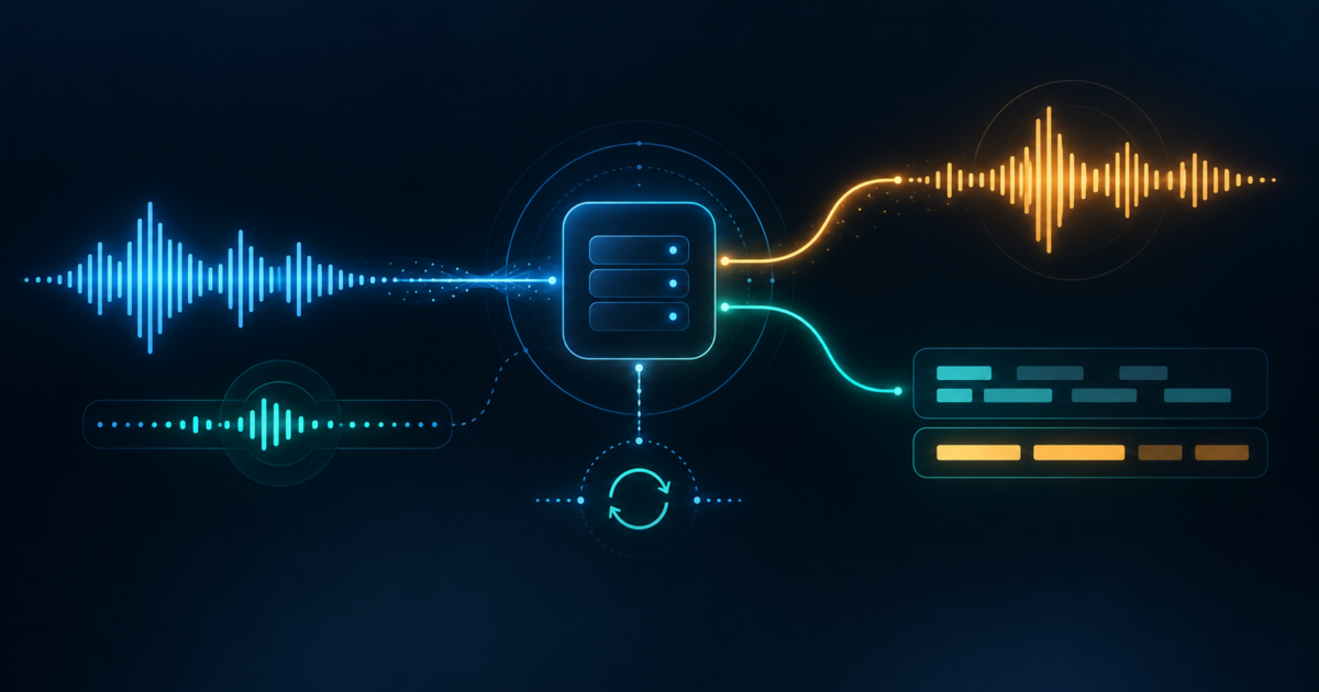 Real-time voice app architecture splitting audio into spoken response and live transcription paths